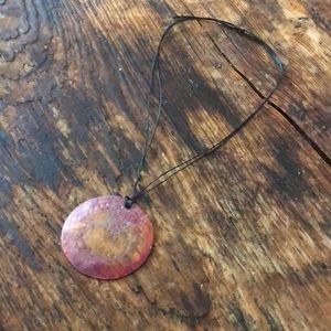 Large hammered copper pendant